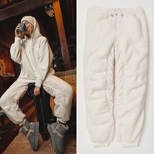Free People FP Movement Sundown Fleece Joggers Ivory Medium Cozy Chic Blogger